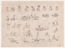 Plate 2, Outlines of Figures, Landscapes and Cattle...for the Use of Learners, Jun..., June 1, 1790. Creator: Thomas Rowlandson.