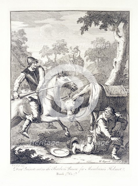 'Don Quixote Seizes the Barber's Bason for Mambrino's Helmet', mid 18th century.  Artist: William Hogarth