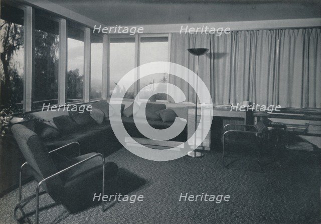 'House at Los Angeles by Richard J Neutra. - An interior shot of the living quarters', 1942. Artist: Unknown.