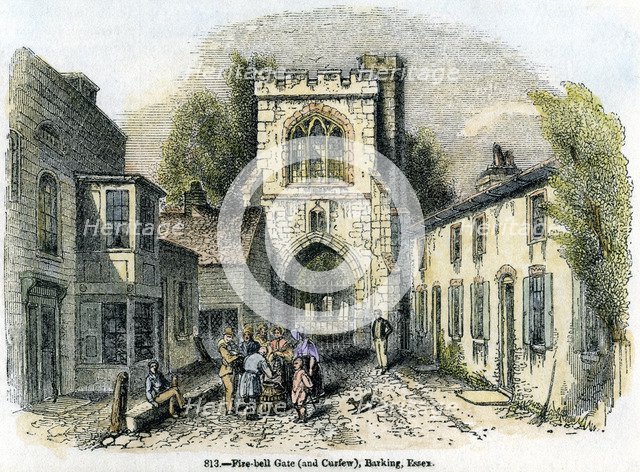 'Fire-bell Gate (and curfew), Barking, Essex', 1845. Artist: Unknown