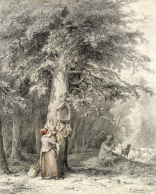 Woman and Child at a Shrine, 1865. Creator: Théophile-Victor-Émile Lemmens.