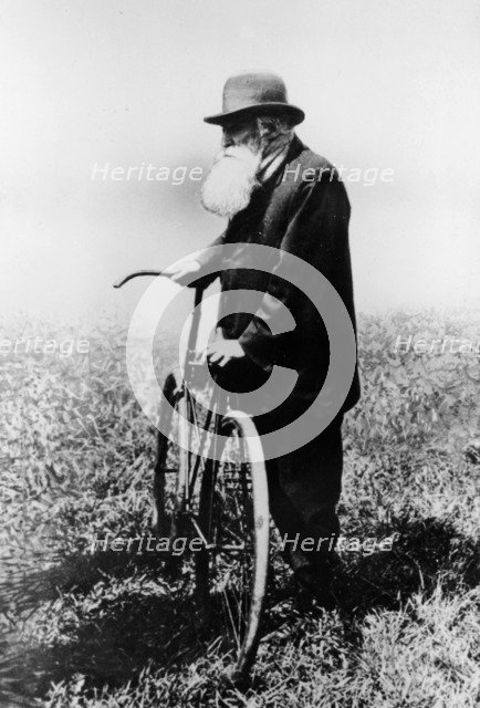 John Boyd Dunlop with bicycle, July 1918. Artist: Unknown