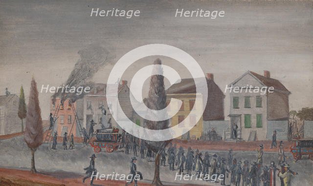 Fighting a Fire, 1870s. Creator: William P. Chappel.