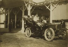 Komura and Takahira leaving Wentworth Hotel for peace conference, 1905. Creator: Unknown.