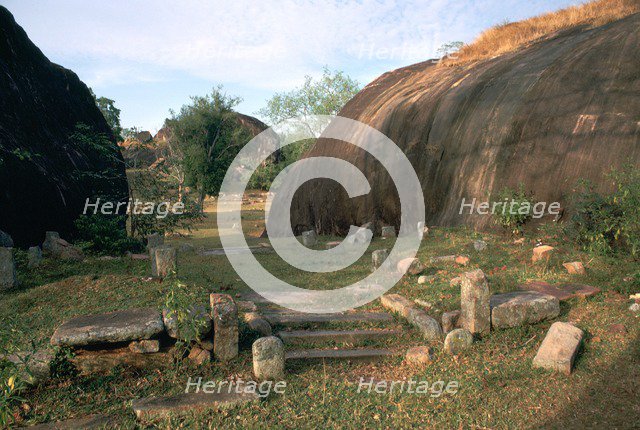 Ascetic rock-shelters for Buddhist monks in Anuradaphura, 2nd century BC. Artist: Unknown