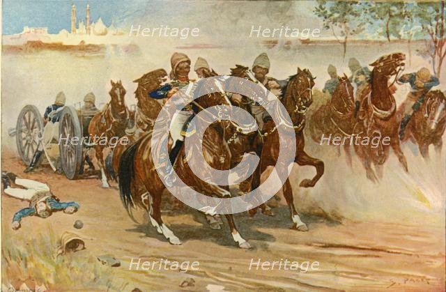 'Lieutenant Roberts Saving His Battery Under the Walls of Delhi', (1901). Creator: Sidney E Paget.