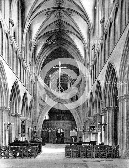 The Nave, Wells Cathedral, Somerset, England, 1924-1926. Artist: Francis Frith & Co