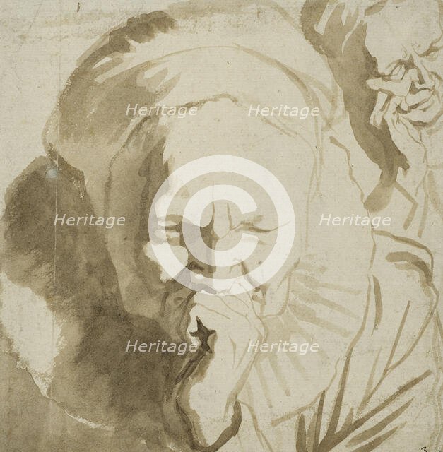 Two studies of an elderly woman's head. Creator: Jacob van Campen.