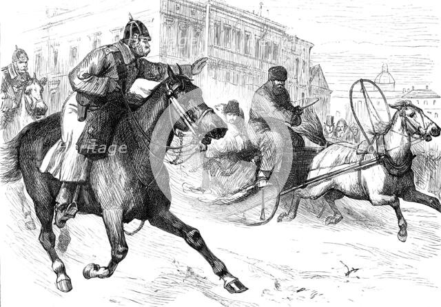 Sketches of the Crisis in Russia: police espionage in St. Petersburg, 1880. Creator: Unknown.