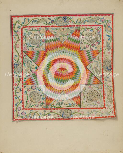 Applique & Patchwork Coverlet, 1935/1942. Creator: George Loughridge.