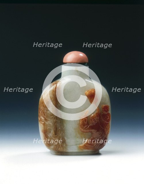 Jadeite snuff bottle with four different colours, Qing dynasty, China, 19th century. Artist: Unknown