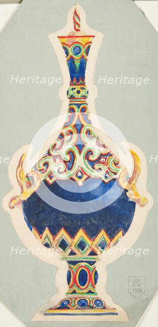 Design for a Vase with Lid, ca. 1851. Creator: Anon.
