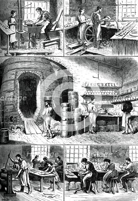 Various pottery processes, c1880. Artist: Unknown