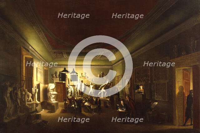The Antique School of the Royal Academy at New Somerset House, 1780-83. Creator: Johan Zoffany.