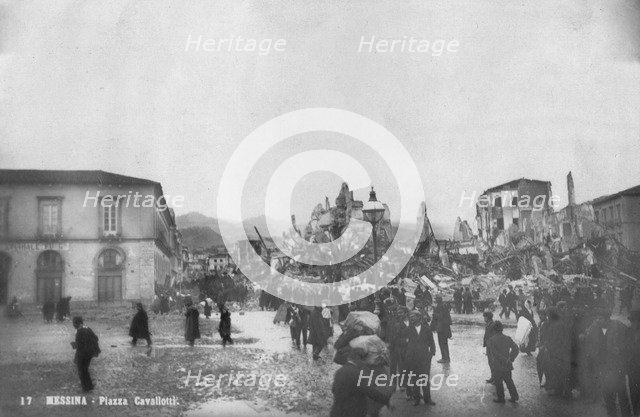Earthquake damage in the Piazza Cavallotti, Messina, Sicily, Italy, December 1908. Artist: Unknown