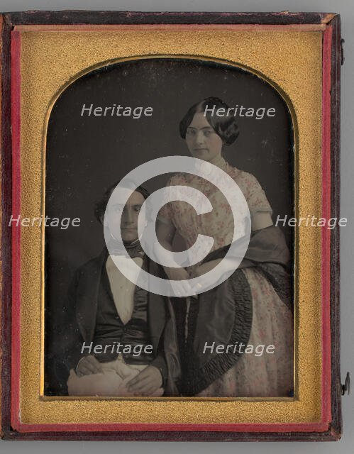 Untitled (Portrait of a Standing Woman and a Seated Man), 1847. Creator: Unknown.