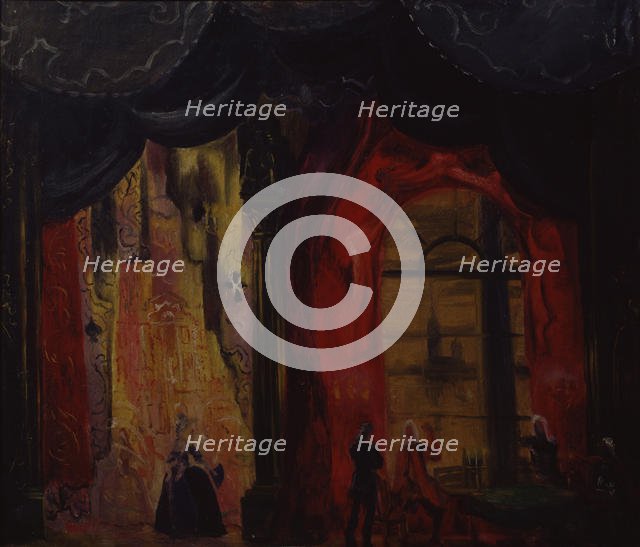 Stage design for the opera Queen of spades by P. Tchaikovsky, 1944. Artist: Dmitriyev, Vladimir Vladimirovich (1900-1948)