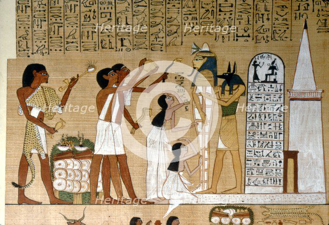 Ceremony of Opening the Mouth of the Mummy before the Tomb, c1300BC Artist: Unknown.