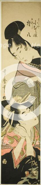 Komurasaki of the Miuraya and Shirai Gompachi (Miuraya Komurasaki, Shirai Gompachi), Japan, c. 1800. Creator: Kitagawa Utamaro.