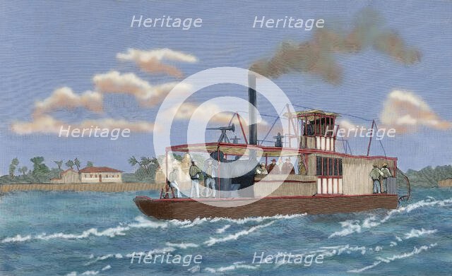 Portuguese gunboat commanded by Major Serpa Pinto, Zambezi River, late 19th century. Creator: Unknown.