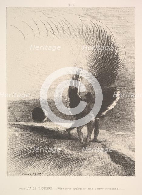 In the shadow of the wing, the black creature bit, 1891. Creator: Odilon Redon.