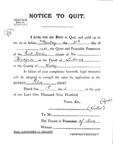 Notice to Quit, 1900 (1901). Artist: Unknown.