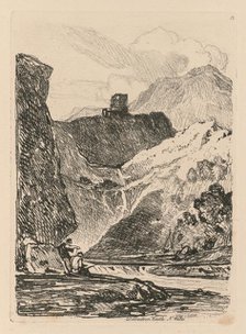 Liber Studiorum: Plate 12, Dolbadern Castle, Llanberris Lake, North Wales, 1838. Creator: John Sell Cotman (British, 1782-1842).