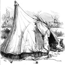 Sketches of gipsy life round London - tent at Hackney Wick, 1880. Creator: Unknown.