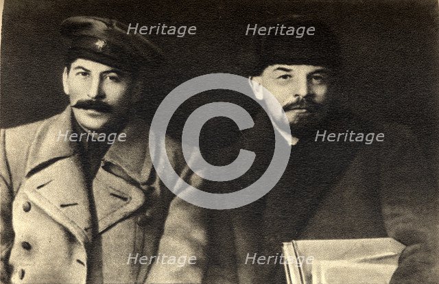 Stalin and Lenin, Russian Bolshevik revolutionary leaders, Moscow, Russia, 1919. Artist: Unknown