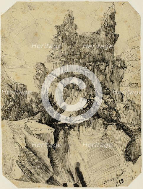 The Crevasse, 1860. Creator: Rodolphe Bresdin.