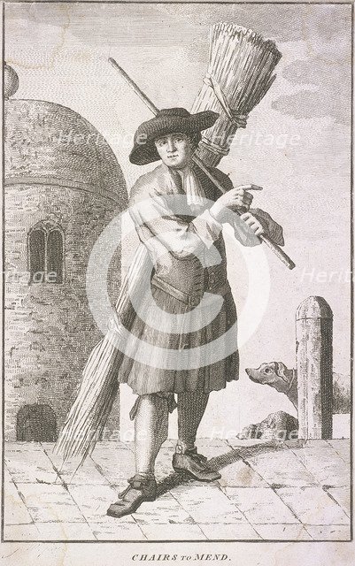 'Chairs to Mend', Cries of London, c1750. Artist: JM