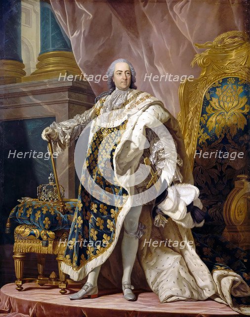 Portrait of Louis XV in his royal costume. Artist: Van Loo, Louis Michel (1707-1771)