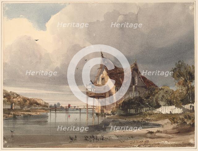 A River and Cottage with White Paling, 1833. Creator: Thomas Shotter Boys.