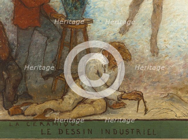 Art spreads its light far and wide: Crafts and industrial design: Sketch for the drawing..., 1880. Creator: Edmond Eugene Valton.