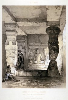 'Kannari, Interior of a Small Vihara', India, 1845. Artist: Thomas Colman Dibdin