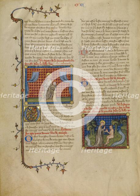 Day of Rest: Lord Enthroned: God and Adam in the Garden, about 1360-1370. Creator: Master of Jean de Mandeville.