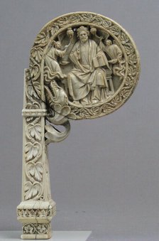 Ivory Crozier Head with Christ in Majesty and Throne of Wisdom, 13th century and later. Creator: Unknown.