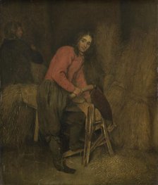 Trimming bales of hay, 1660-1684. Creator: Gaspar Netscher.