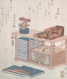 Books and a Bookcase, 19th century. Creator: Ikeda Eisen.