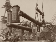 Installation of a gun in the Japanese battleship Hyuga at the Mitsubishi Nagasaki Shipyard, 1917-18. Creator: Anonymous.