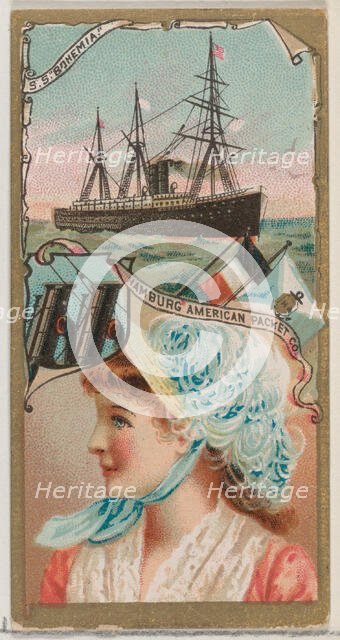 Steamship Bohemia, Hamburg American Packet Company, from the Ocean and River Steamers seri..., 1887. Creator: Unknown.