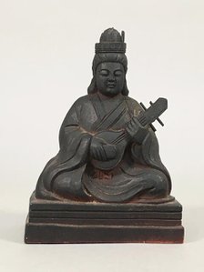 Benzaiten playing a biwa, 19th century. Creator: Anonymous.