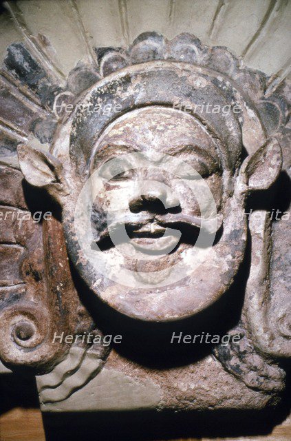 Etruscan Terracotta Antefix, Head of Silenus, from sanctuary of Portonaccio, 6th-5th century BC. Artist: Unknown.