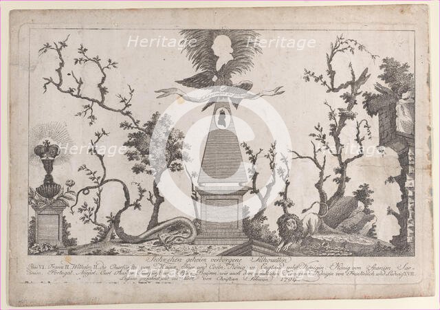 Hidden silhouettes of the rulers of Europe, 1794. Creator: Lussano.