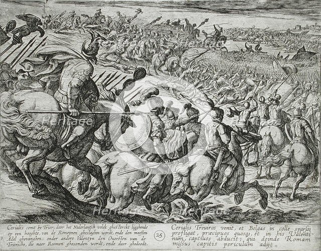 The Roman Commander Cerialis Attacks Near Trier, Publshed 1612. Creator: Antonio Tempesta.