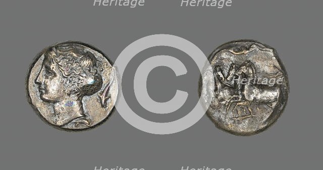 Tetradrachm (Coin) Depicting the Nymph Arethusa, 413-399 BCE. Creator: Unknown.