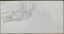 Sketchbook, page 18: Study of a Horse and Landscape Study. Creator: Ernest Meissonier (French, 1815-1891).