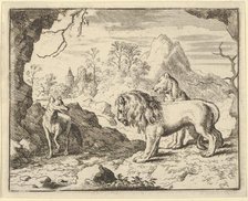 Renard Convinces the Lion and Lioness of Finding a Treasure His Father Stole from Them ..., 1650-75. Creator: Allart van Everdingen.
