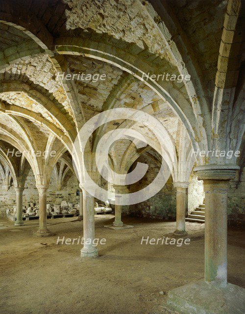 Vaulted roof of the monks' common room, Battle Abbey, East Sussex, c2000s(?). Creator: Unknown.
