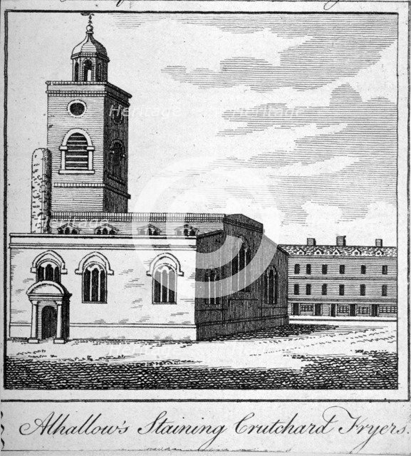 Church of All Hallows Staining, London, c1750. Artist: Anon